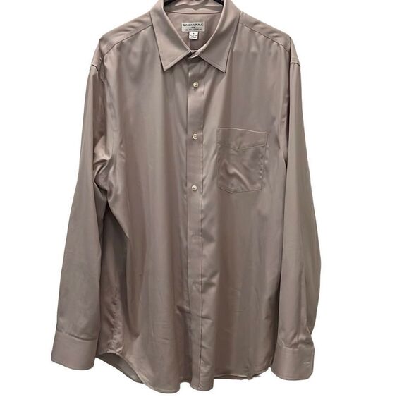 Banana Republic Dress Shirt - Cotton -  17 1/2 Neck - Tan - Picture 2 of 7